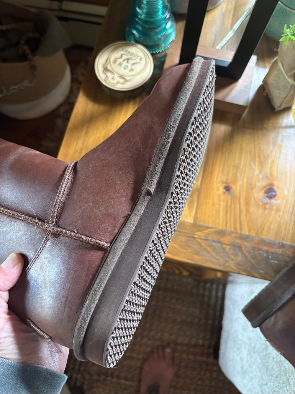 L.L. Bean Brown Suede Winter Boots with Cream Shearling Lining